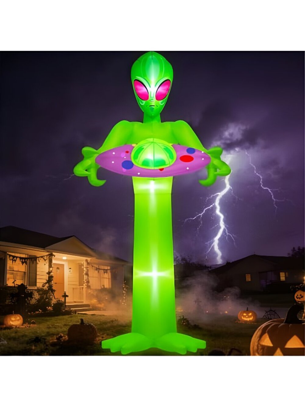 10FT Tall Halloween Inflatable Alien with UFO Outdoor Decoration